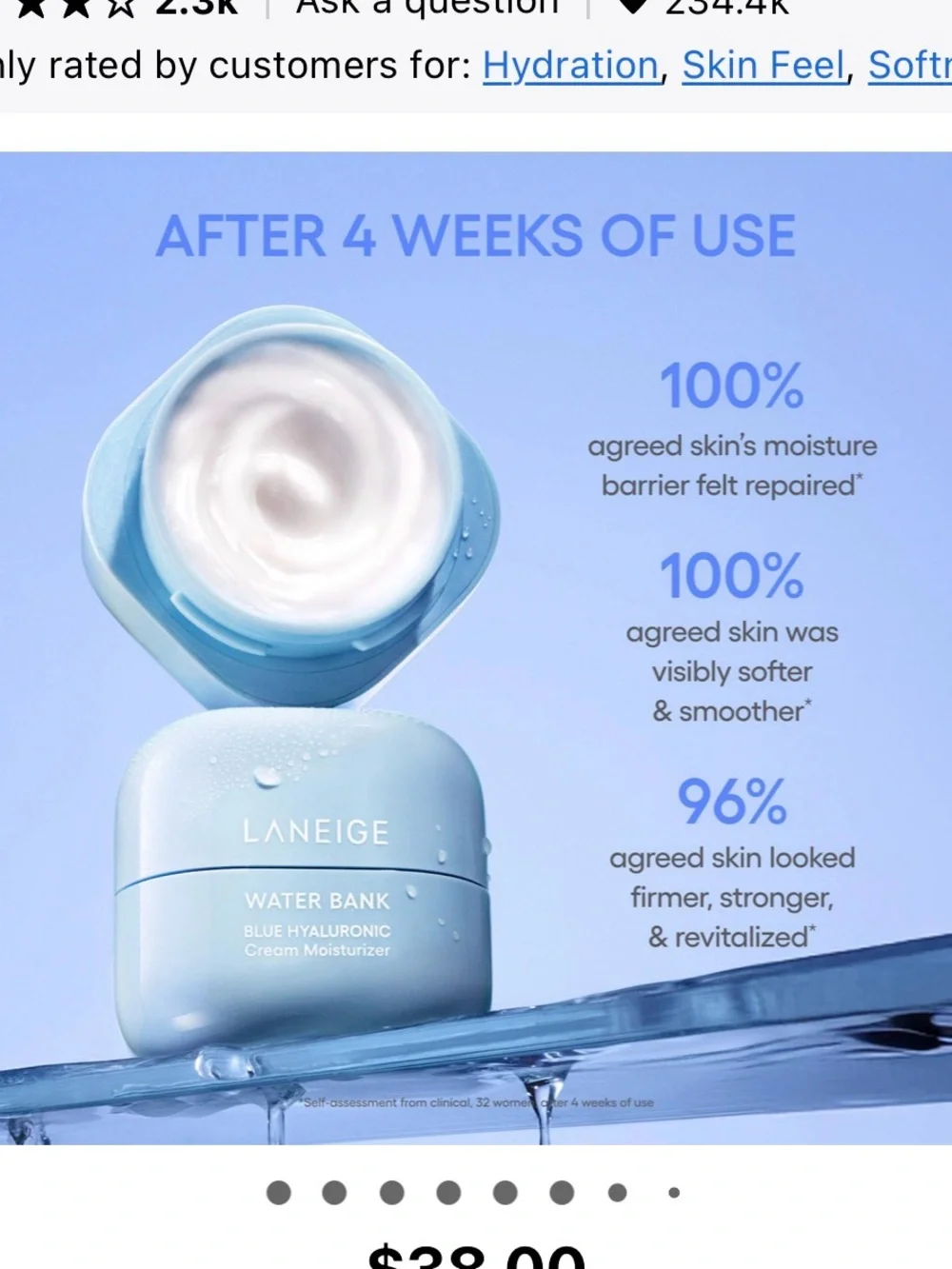 LANEIGE Water Bank Blue Hyaluronic Cream Moisturizer - NWT